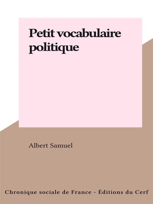 cover image of Petit vocabulaire politique